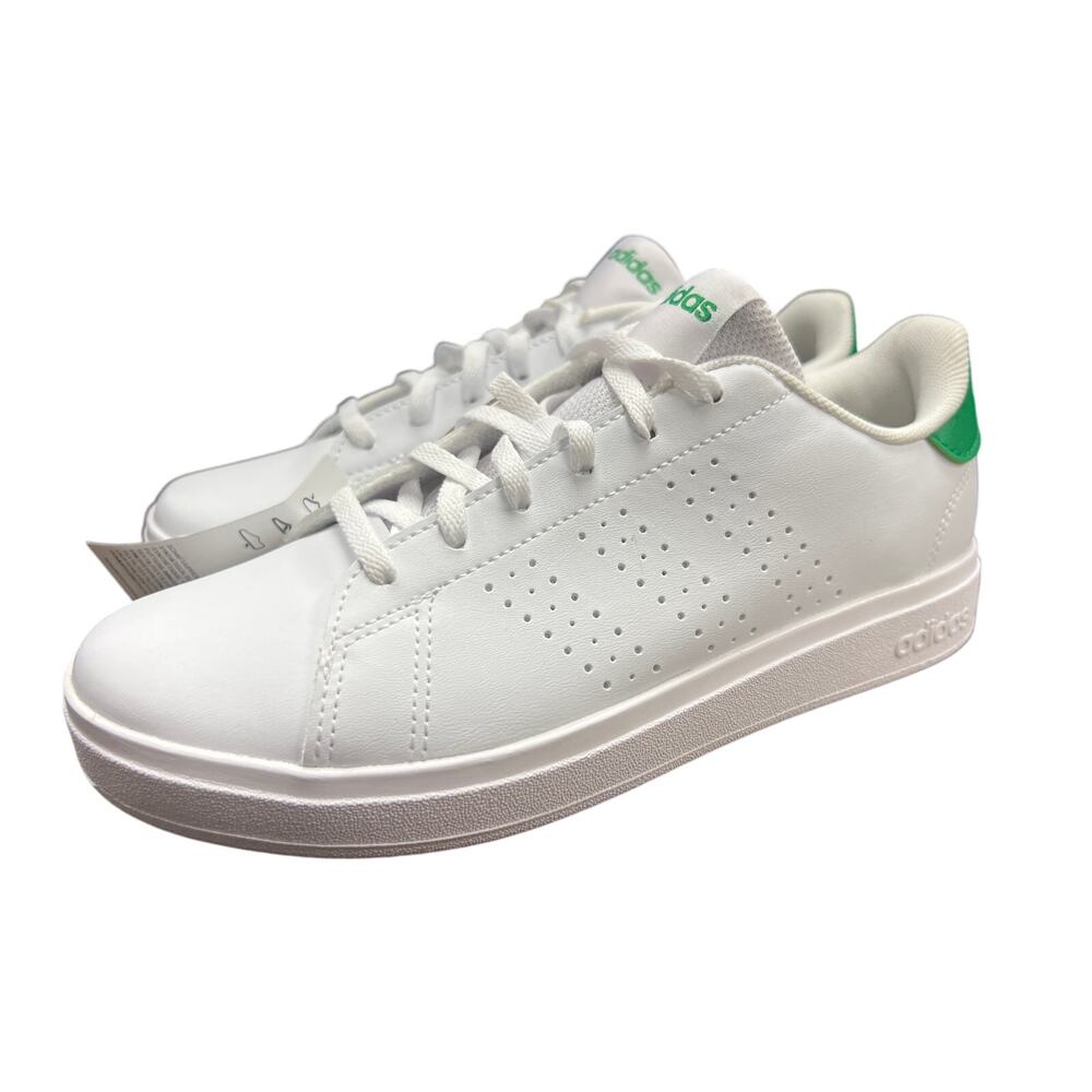 Adidas Kid's Advantage Base 2.0 J Tennis Shoes Green & White Size 4 Big Kid New